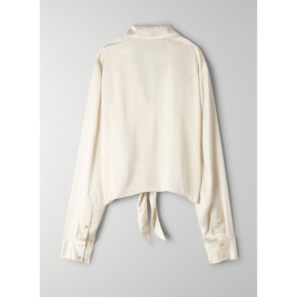 Aritzia Wilfred Tie Front 100% Cupro Japanese Fabric Blouse - Picture 5 of 10